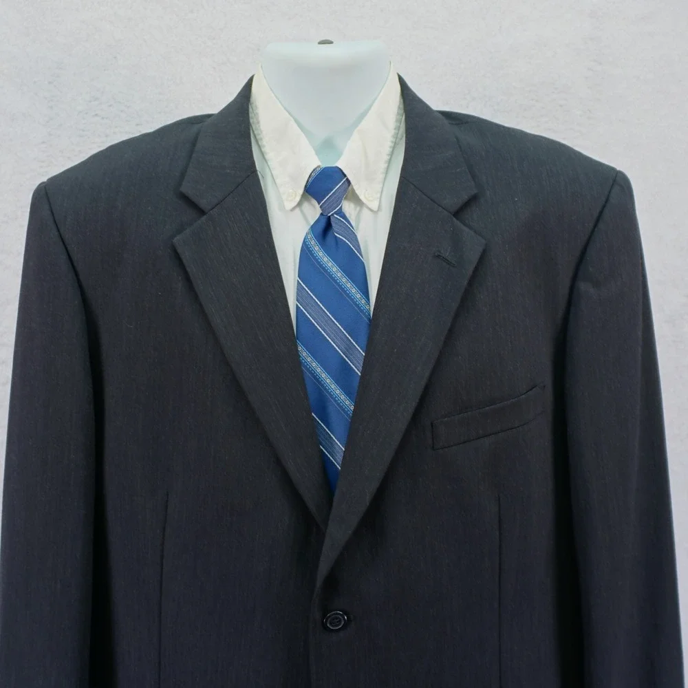Pronto‎ Uomo Wool Charcoal Gray / Black Blazer 46R / Slim Fit 48R